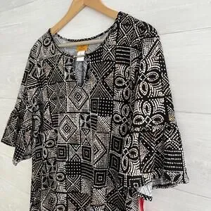 Ruby Rd Dresses Ruby Rd. | Dresses | Nwt Ruby Rd Black Beige Textured Short Bell Sleeve ...